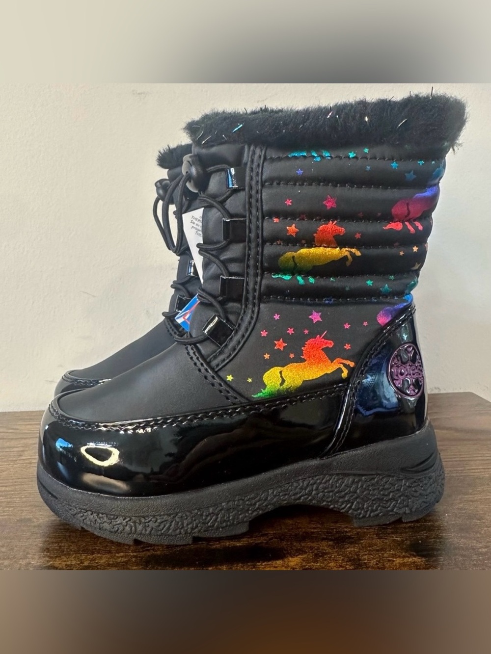 Totes Toddler Girls Reena Black Unicorns Winter Boots NWT Size 7 toddler
